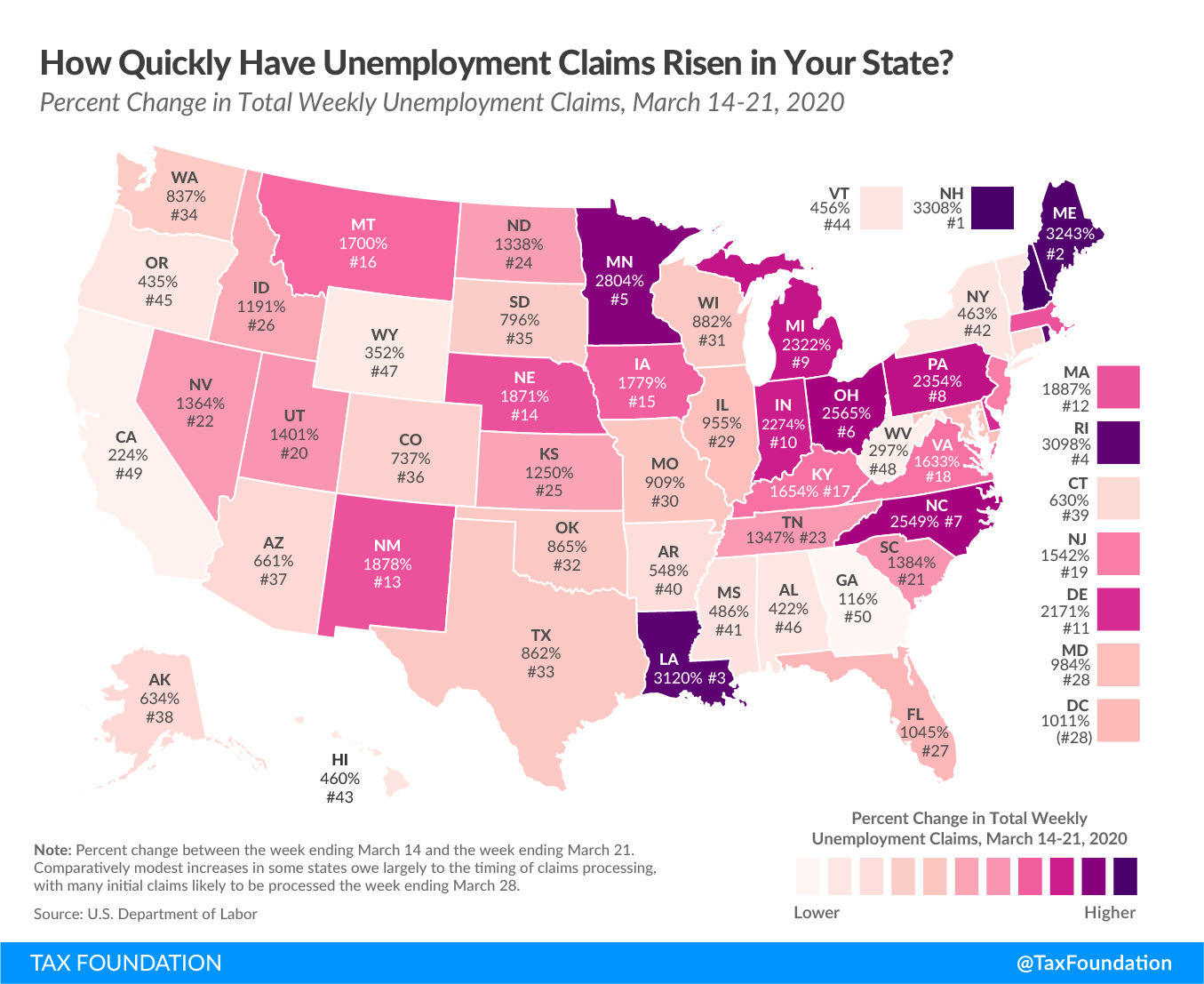 How Quickly Have Unemployment Claims Risen in Your State? Unemployment insurance claims, increase in unemployment claims, increase in unemployment insurance claims